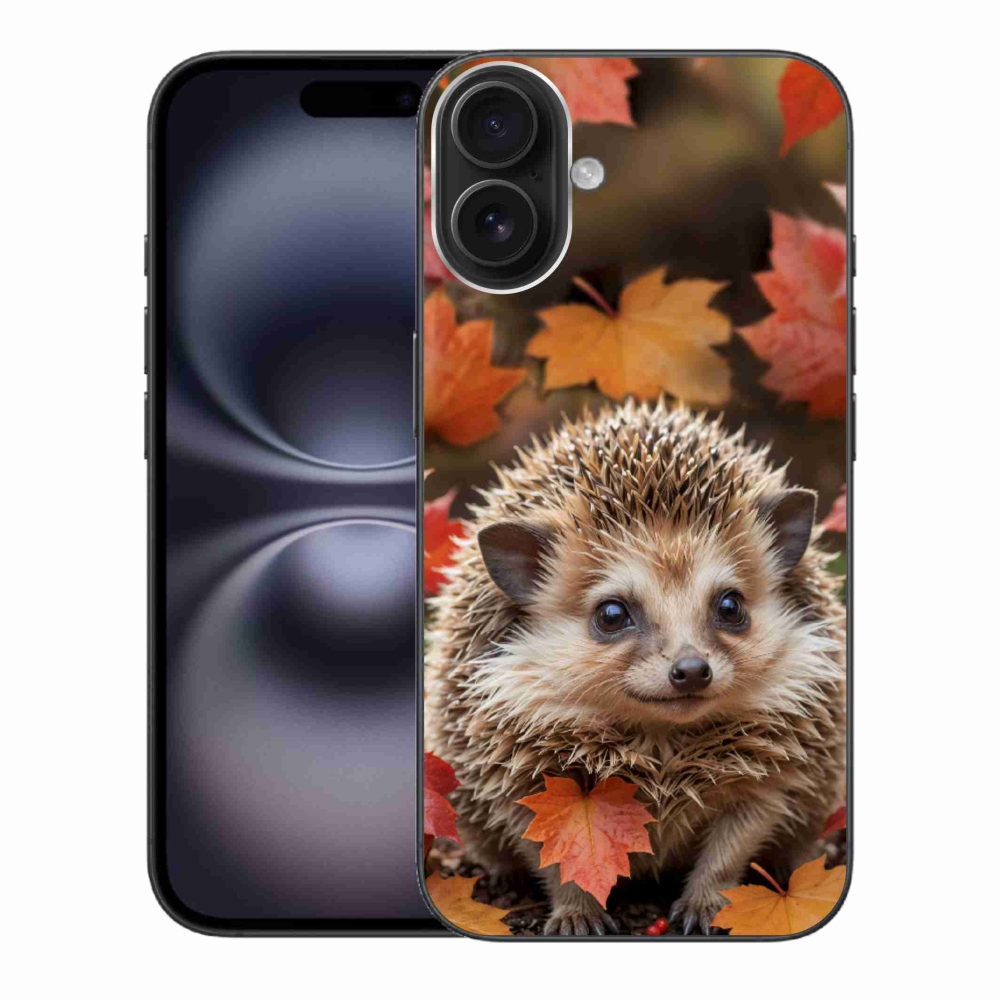 Gelový kryt mmCase na iPhone 16 Plus - ježek v listí