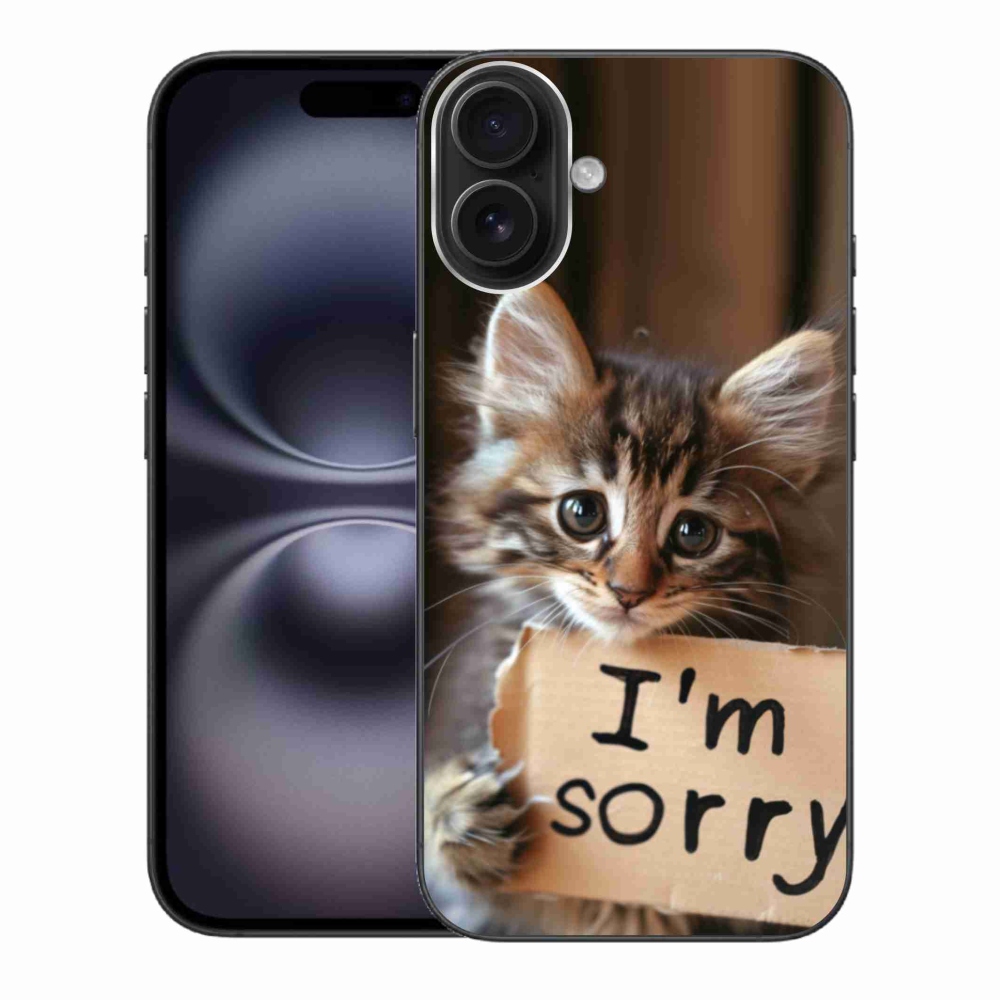 Gelový kryt mmCase na iPhone 16 Plus - kočíčí omluva