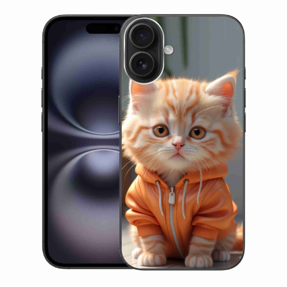 Gelový kryt mmCase na iPhone 16 Plus - kotě v mikině