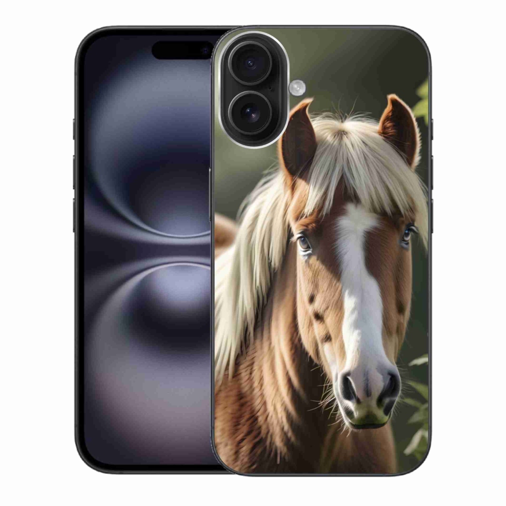 Gelový kryt mmCase na iPhone 16 Plus - kůň se světlou hřívou