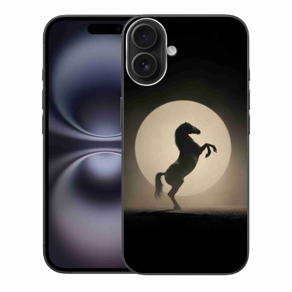 Gelový kryt mmCase na iPhone 16 Plus - kůň v siluetě