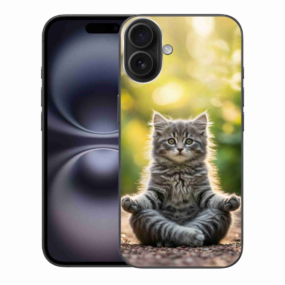Gelový kryt mmCase na iPhone 16 Plus - meditující kotě
