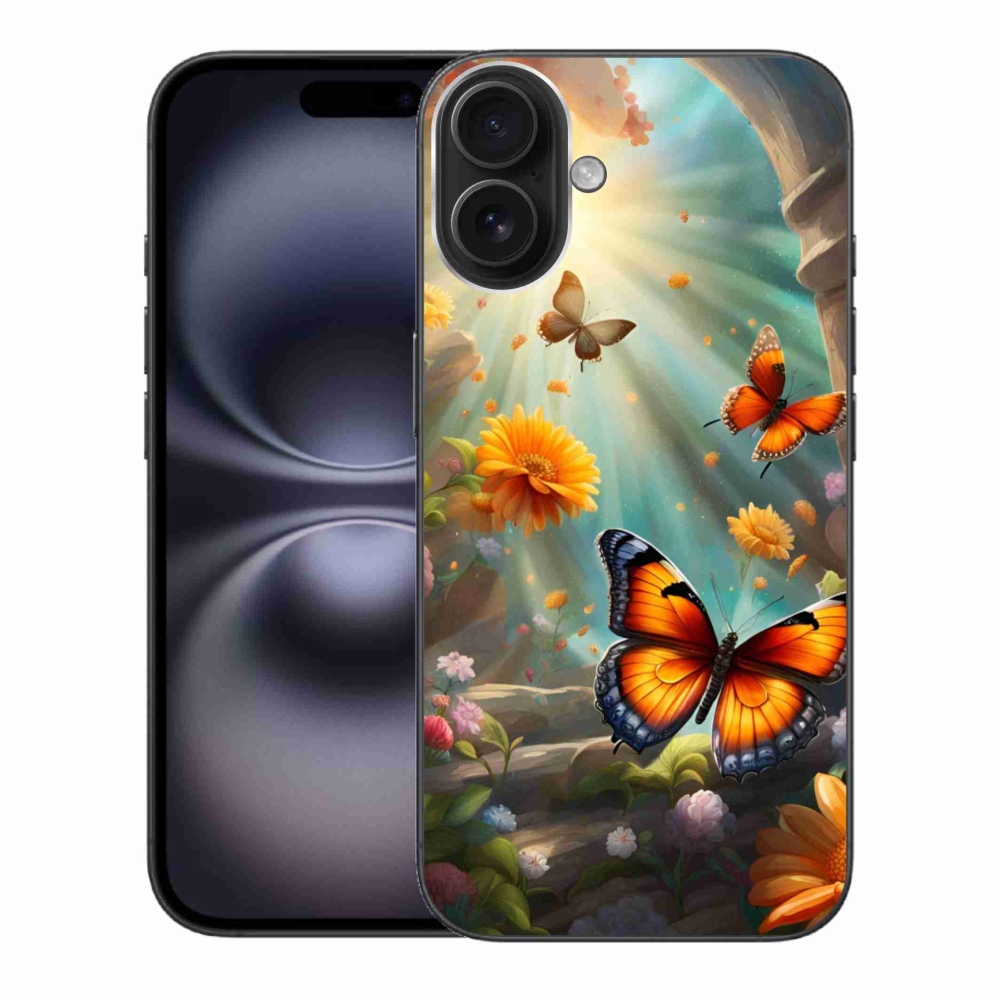 Gelový kryt mmCase na iPhone 16 Plus - motýlí zahrada 2