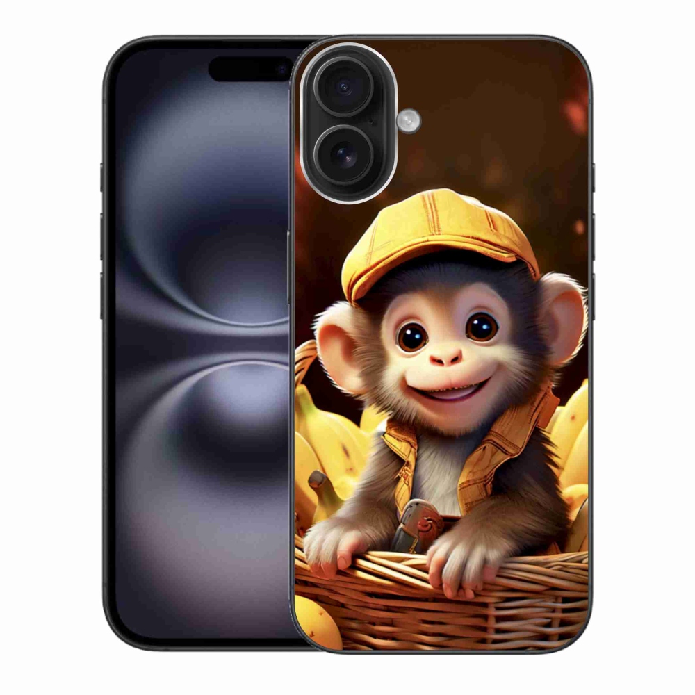 Gelový kryt mmCase na iPhone 16 Plus - opice v košíku