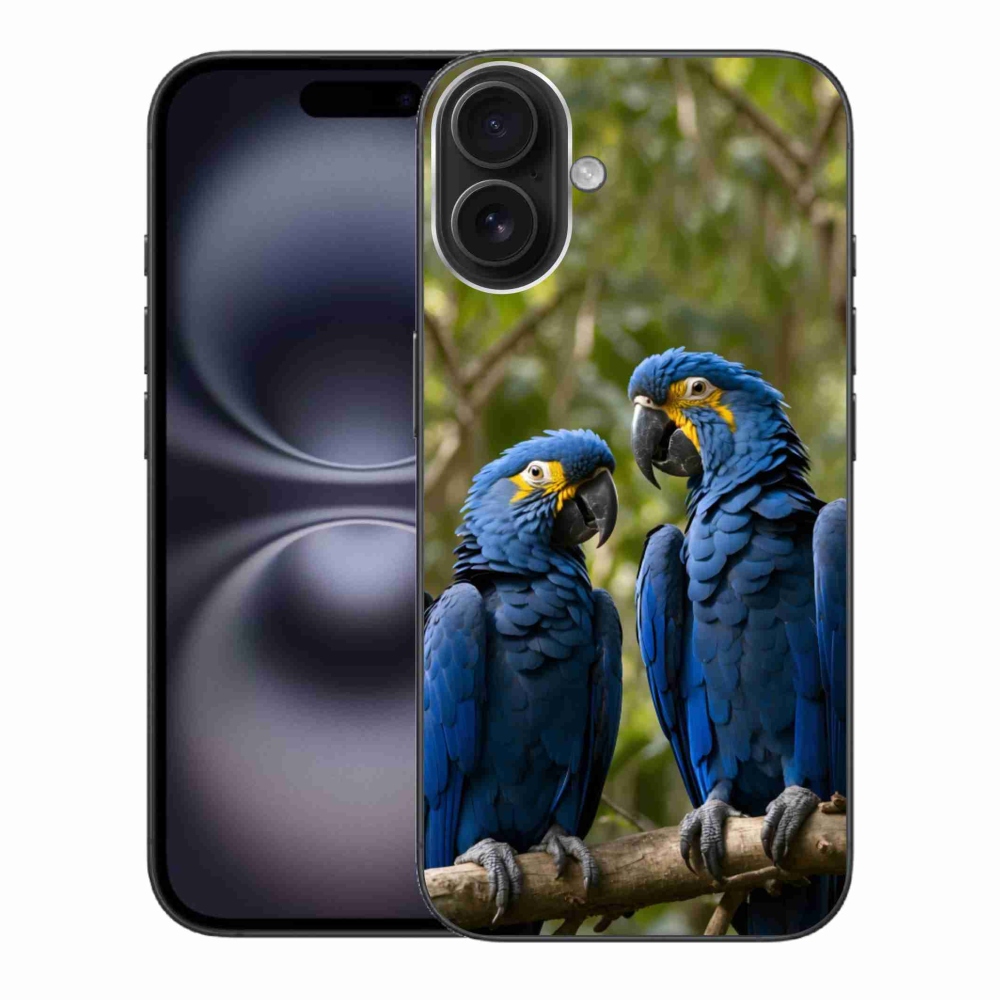 Gelový kryt mmCase na iPhone 16 Plus - papouščí duo