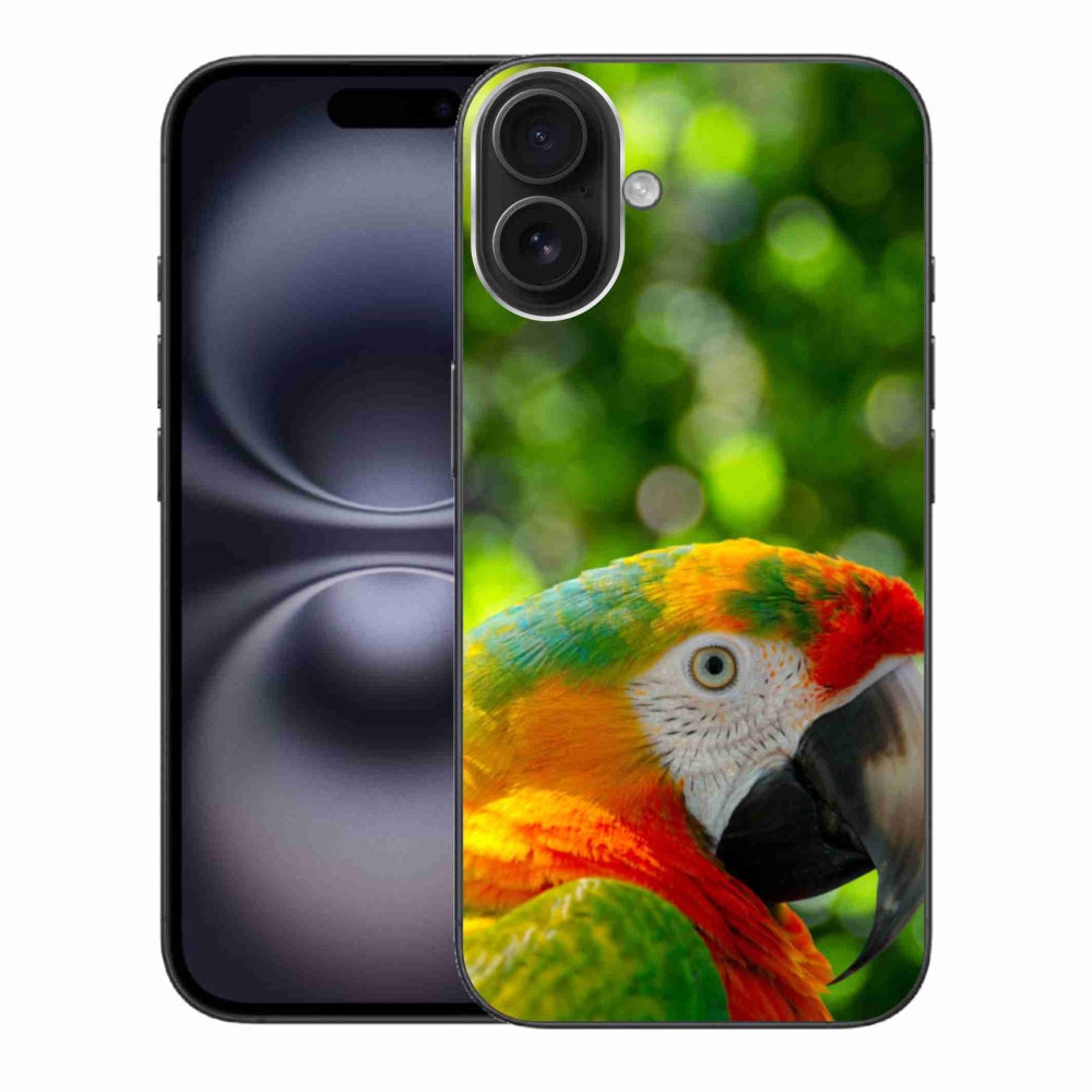 Gelový kryt mmCase na iPhone 16 Plus - papoušek ara 3