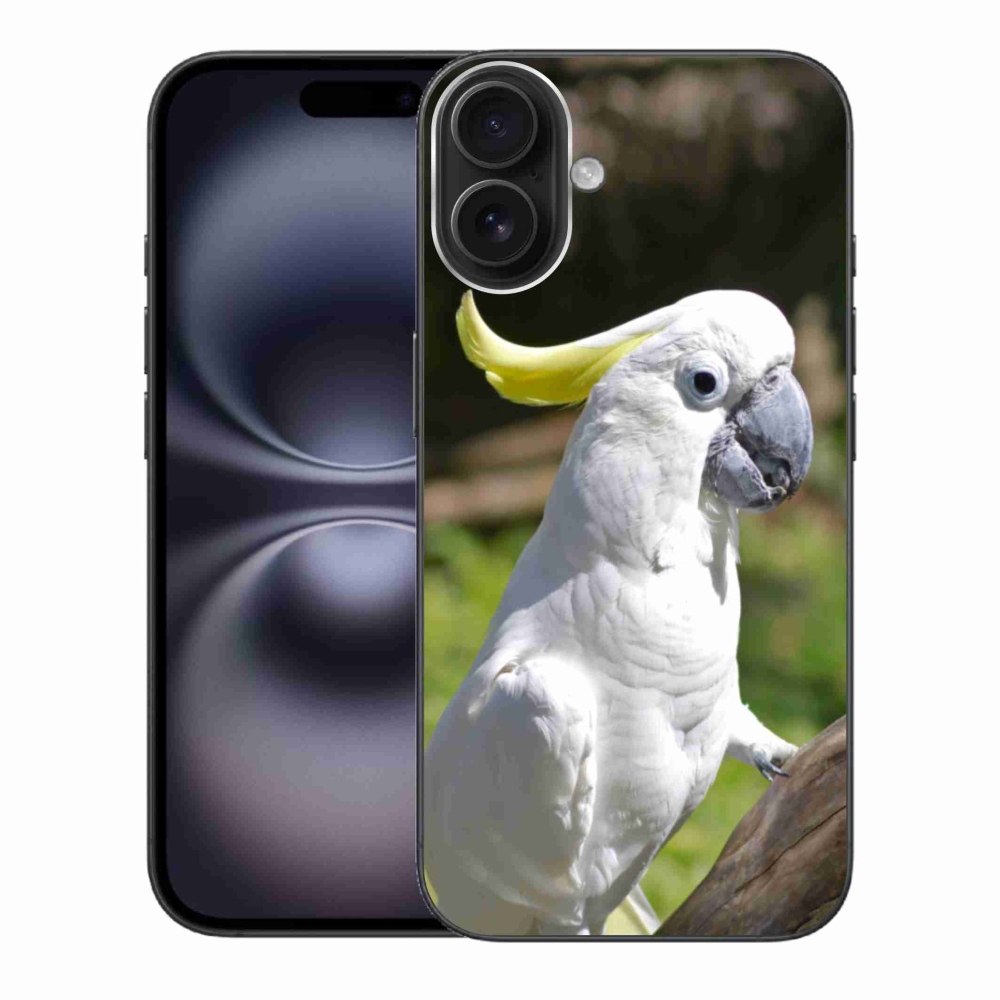 Gelový kryt mmCase na iPhone 16 Plus - papoušek kakadu 2
