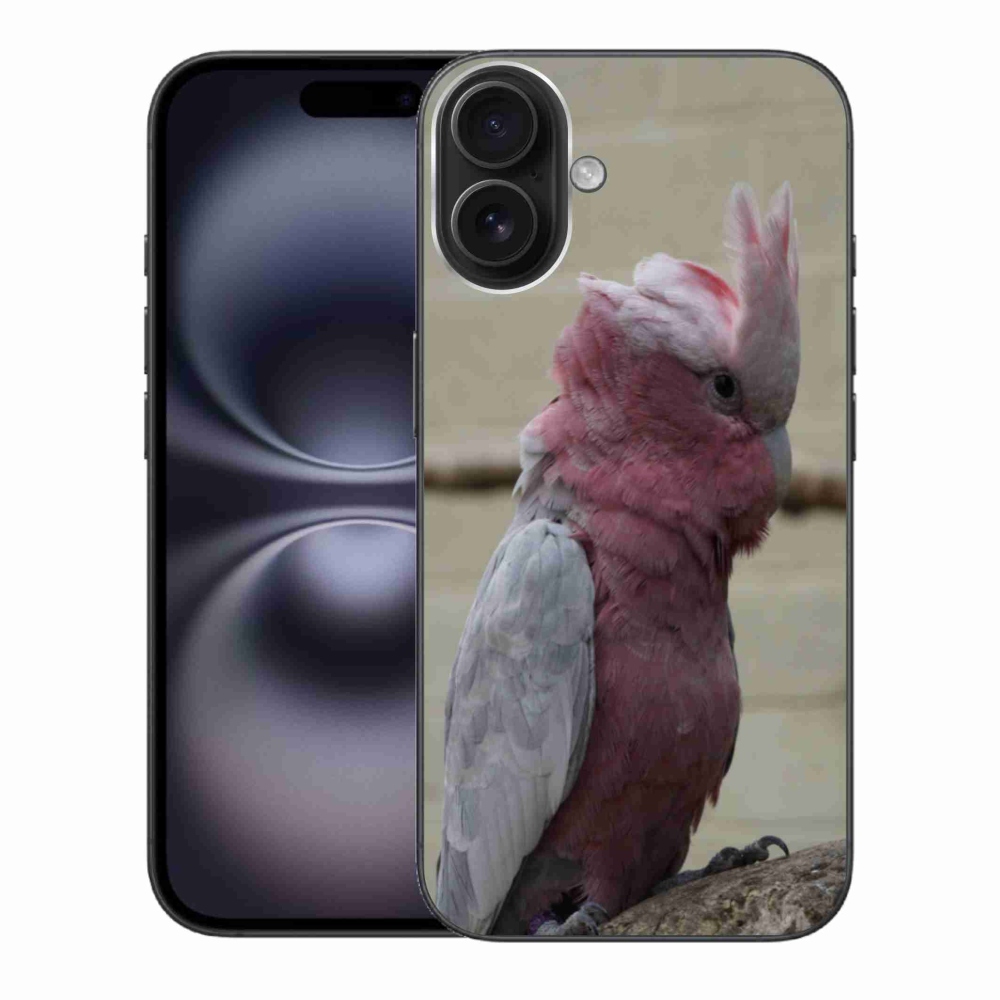 Gelový kryt mmCase na iPhone 16 Plus - papoušek kakadu růžový