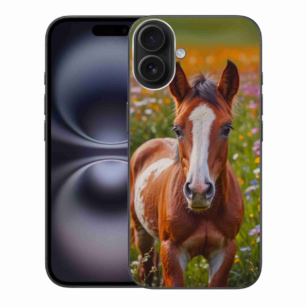 Gelový kryt mmCase na iPhone 16 Plus - roztomilé hříbě