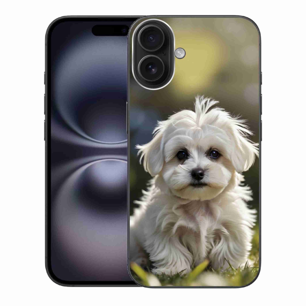 Gelový kryt mmCase na iPhone 16 Plus - roztomilý maltézský psík