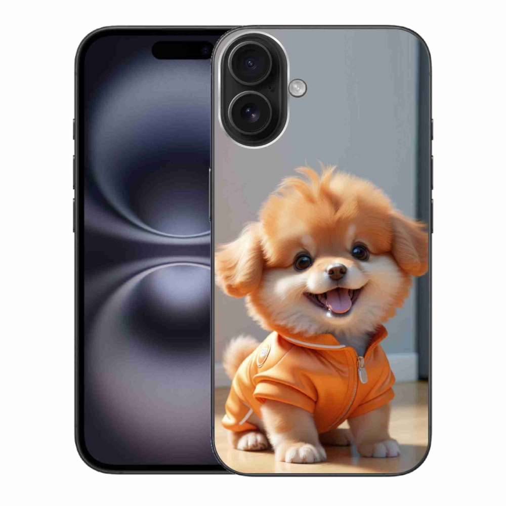 Gelový kryt mmCase na iPhone 16 Plus - roztomilý pomeranian v mikině