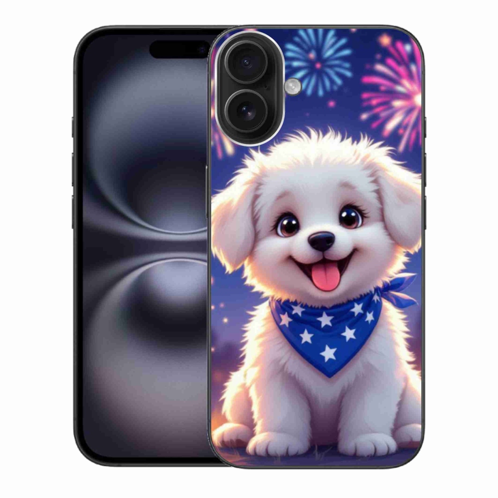 Gelový kryt mmCase na iPhone 16 Plus - slavnostní štěně