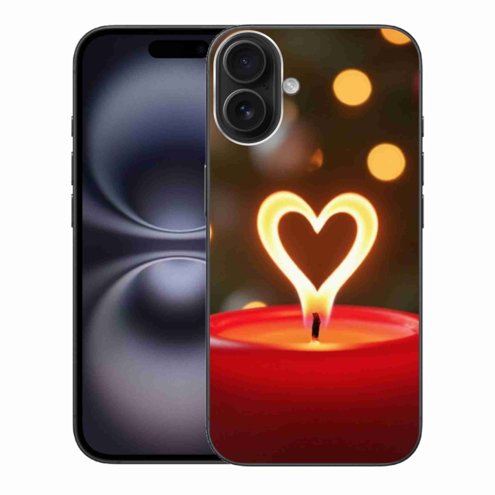 Gelový kryt mmCase na iPhone 16 Plus - srdce z plamene
