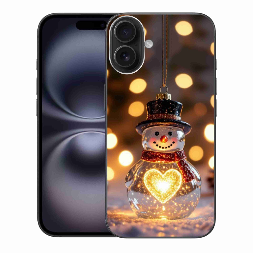 Gelový kryt mmCase na iPhone 16 Plus - svítící vánoční sněhulák