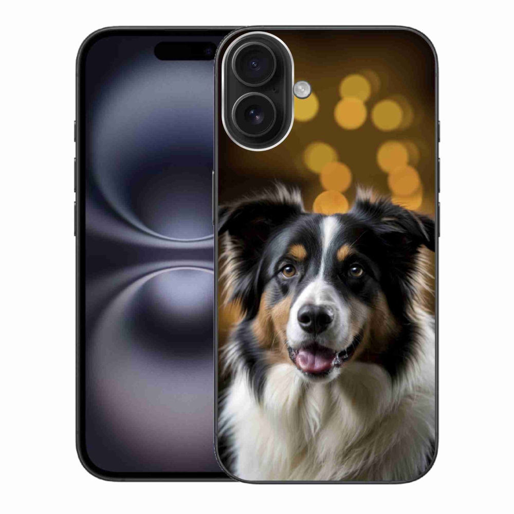 Gelový kryt mmCase na iPhone 16 Plus - usměvavý australský ovčák