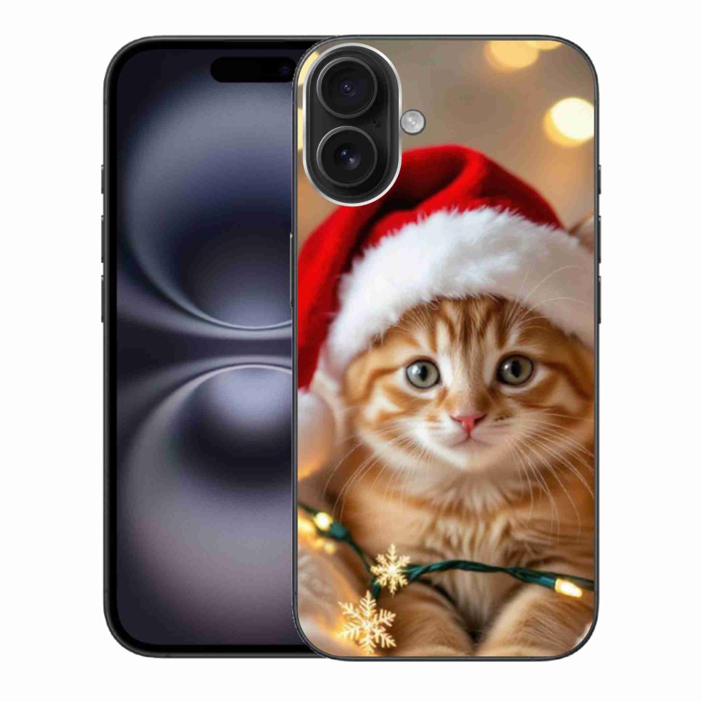 Gelový kryt mmCase na iPhone 16 Plus - vánoční kotě