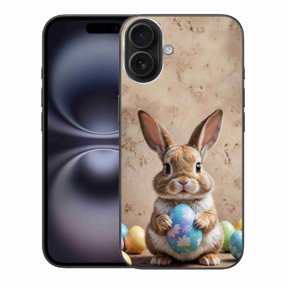 Gelový kryt mmCase na iPhone 16 Plus - velikonoční králíček