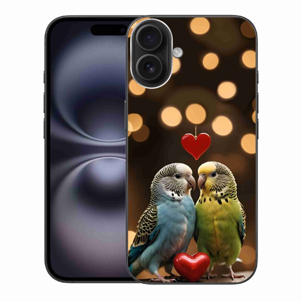 Gelový kryt mmCase na iPhone 16 Plus - zamilovaní papoušci