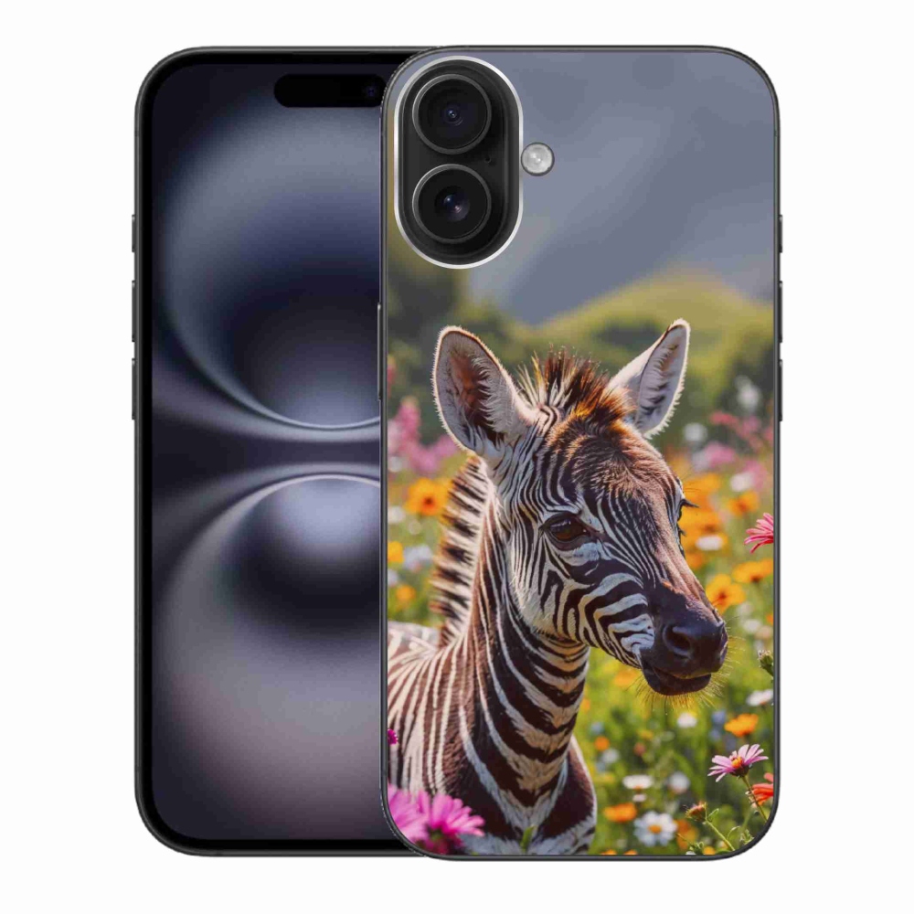 Gelový kryt mmCase na iPhone 16 Plus - zebra na louce