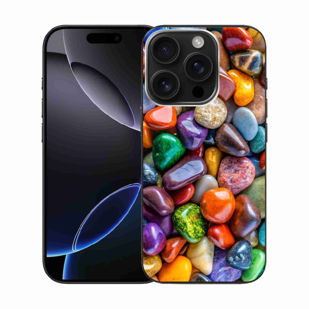 Gelový kryt mmCase na iPhone 16 Pro - barevné kamínky