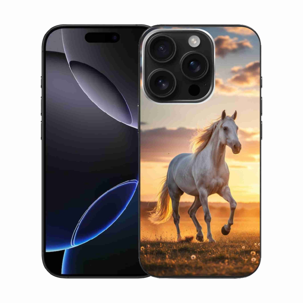 Gelový kryt mmCase na iPhone 16 Pro - běžící bílý kůň 2