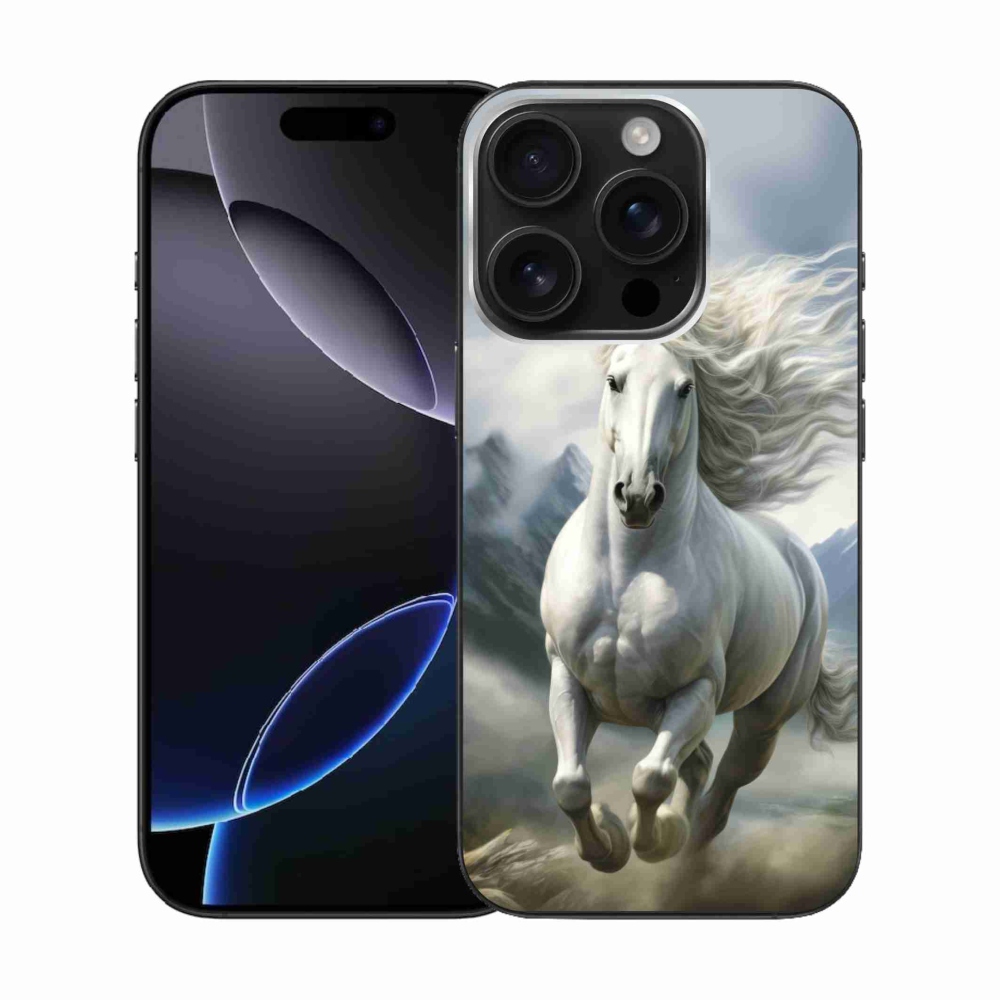 Gelový kryt mmCase na iPhone 16 Pro - běžící bílý kůň 3