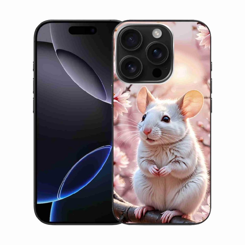 Gelový kryt mmCase na iPhone 16 Pro - bílá myš na větvi