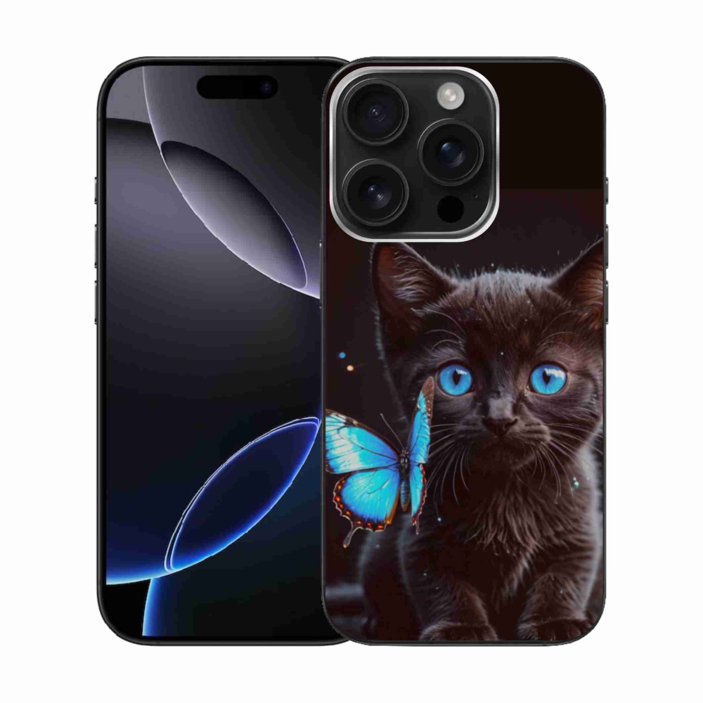 Gelový kryt mmCase na iPhone 16 Pro - černé kotě 3