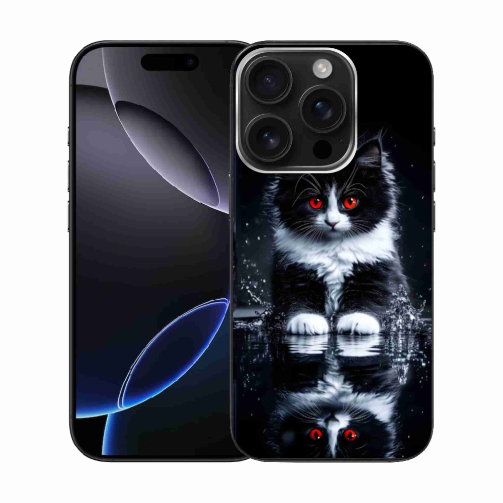 Gelový kryt mmCase na iPhone 16 Pro - černobílé kotě