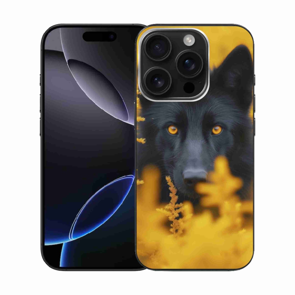 Gelový kryt mmCase na iPhone 16 Pro - černý vlk 2