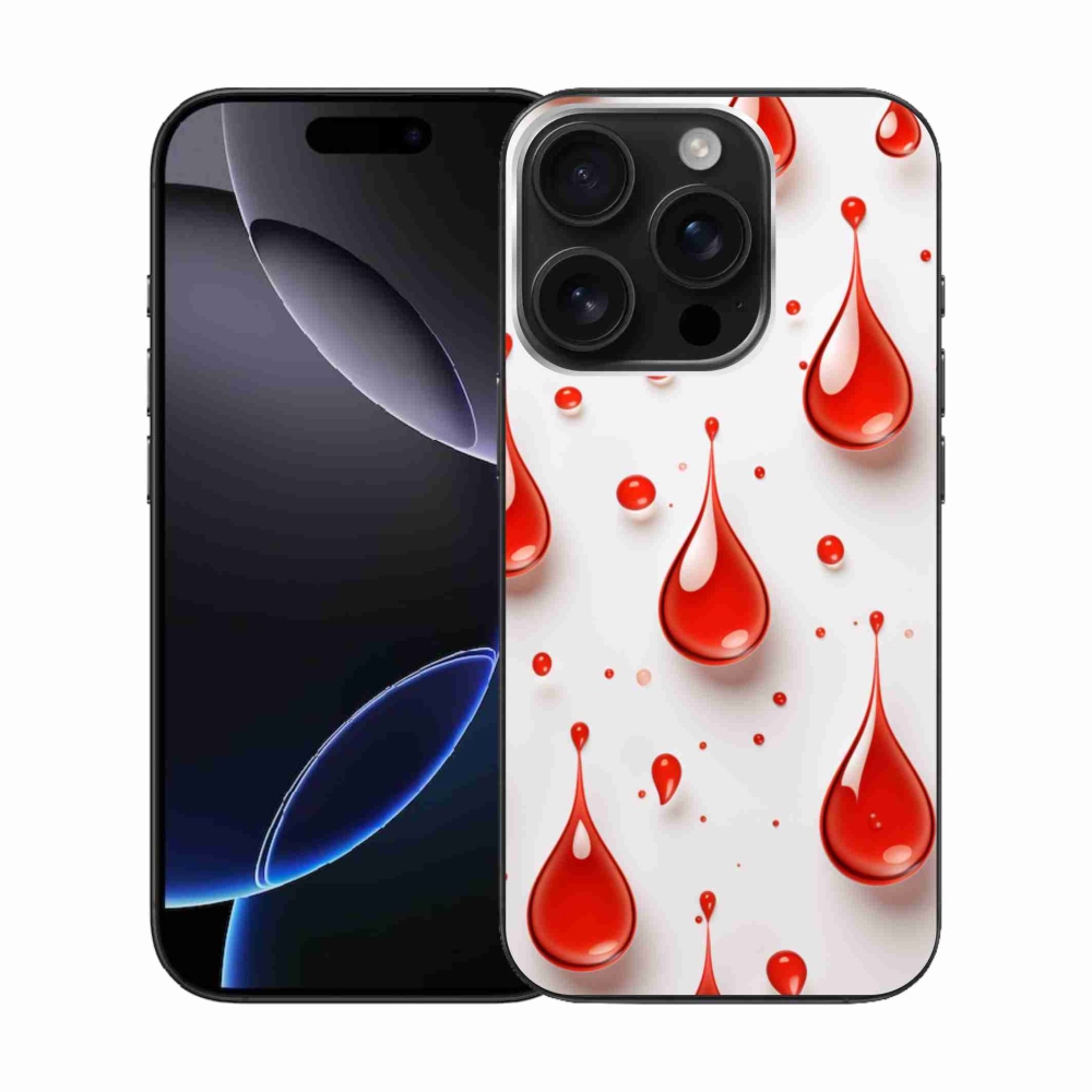 Gelový kryt mmCase na iPhone 16 Pro - červené kapky