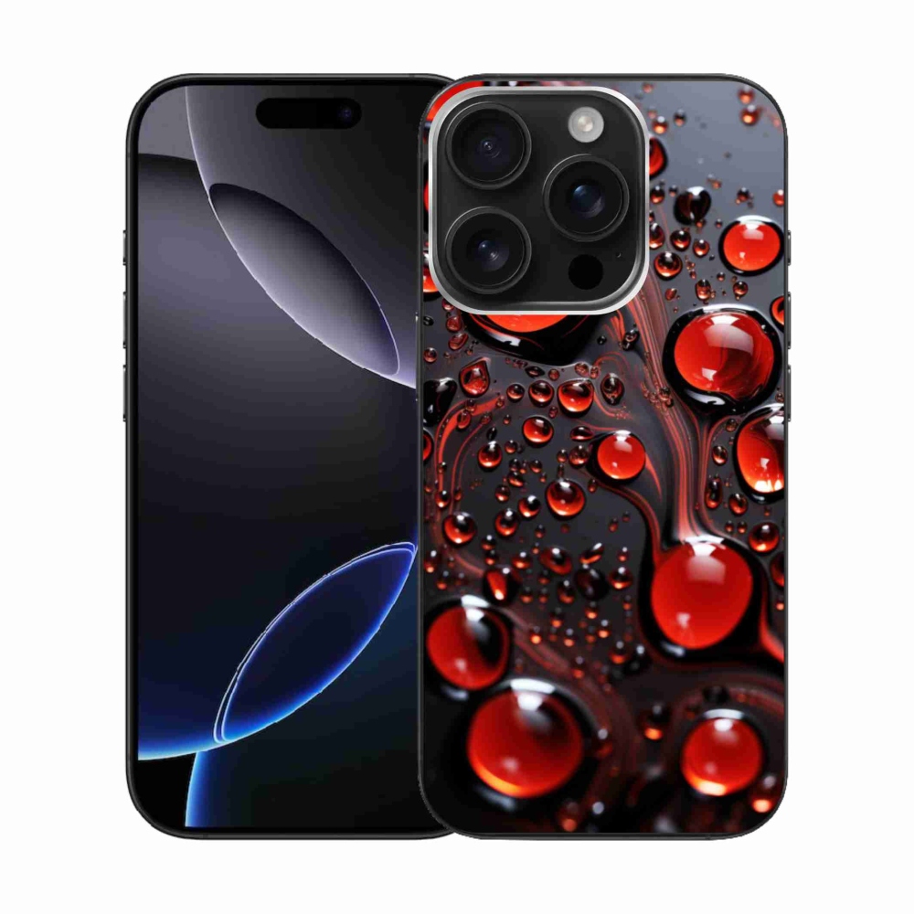 Gelový kryt mmCase na iPhone 16 Pro - červené kapky 2