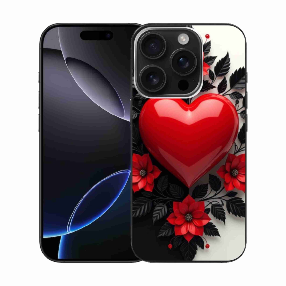 Gelový kryt mmCase na iPhone 16 Pro - červené srdce