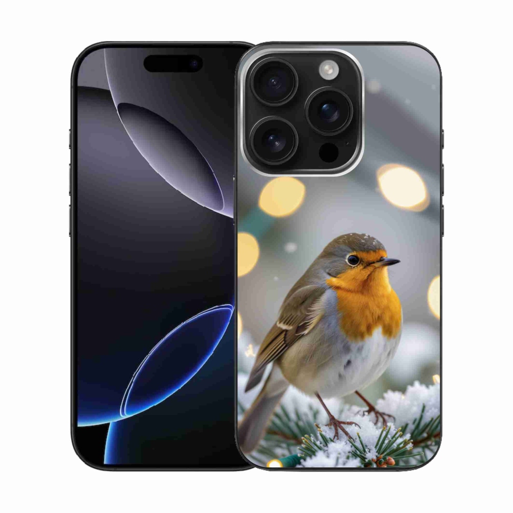 Gelový kryt mmCase na iPhone 16 Pro - červenka v zimě