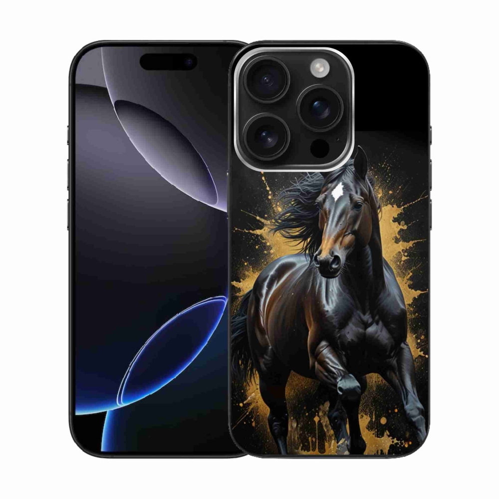 Gelový kryt mmCase na iPhone 16 Pro - elegantní černý hřebec