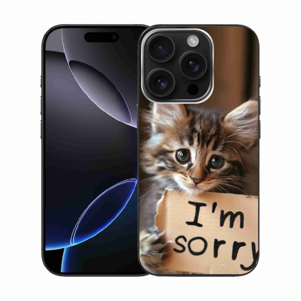 Gelový kryt mmCase na iPhone 16 Pro - kočíčí omluva