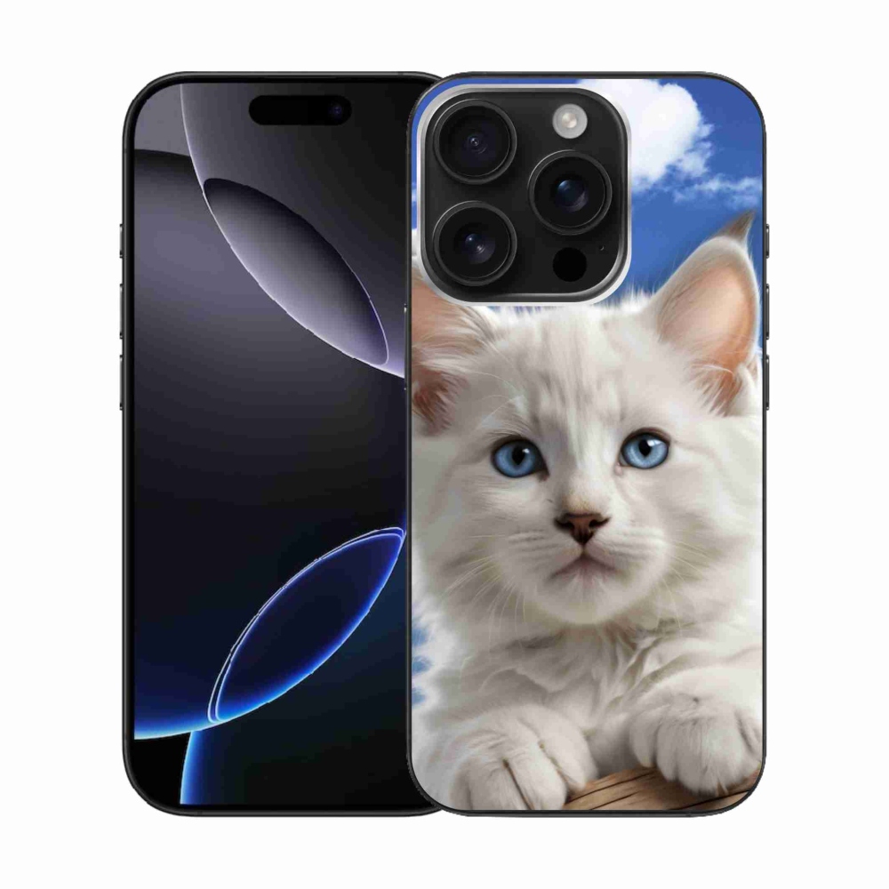 Gelový kryt mmCase na iPhone 16 Pro - kotě a oblaka