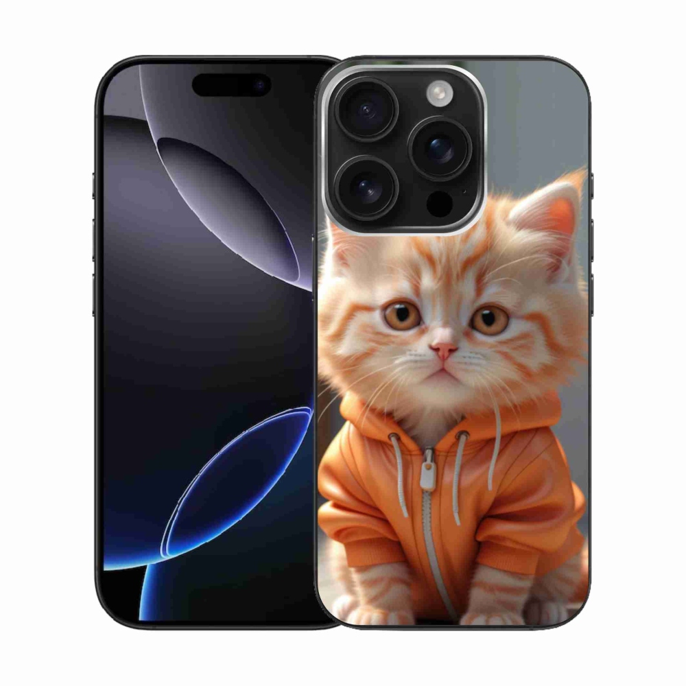 Gelový kryt mmCase na iPhone 16 Pro - kotě v mikině