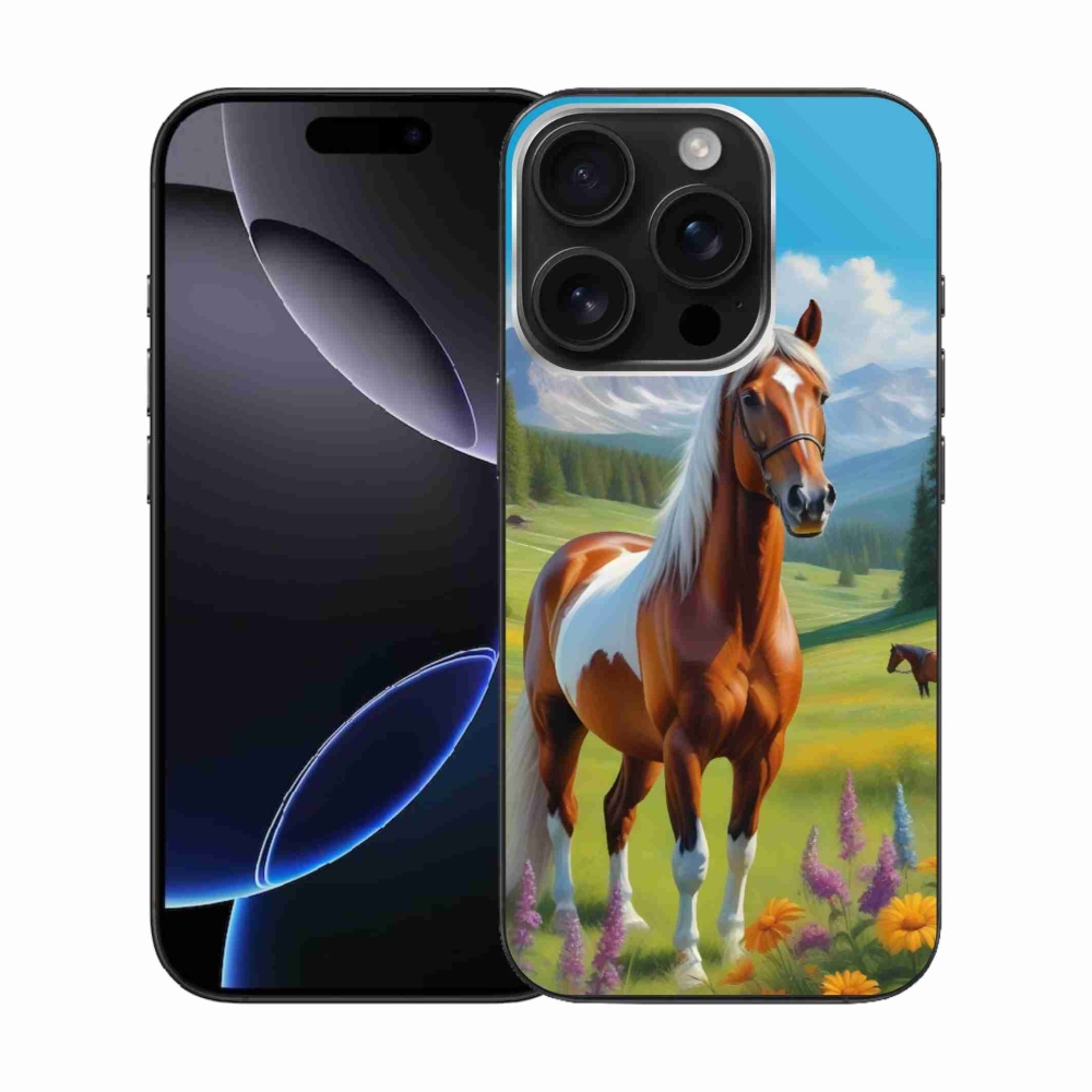 Gelový kryt mmCase na iPhone 16 Pro - kůň na louce