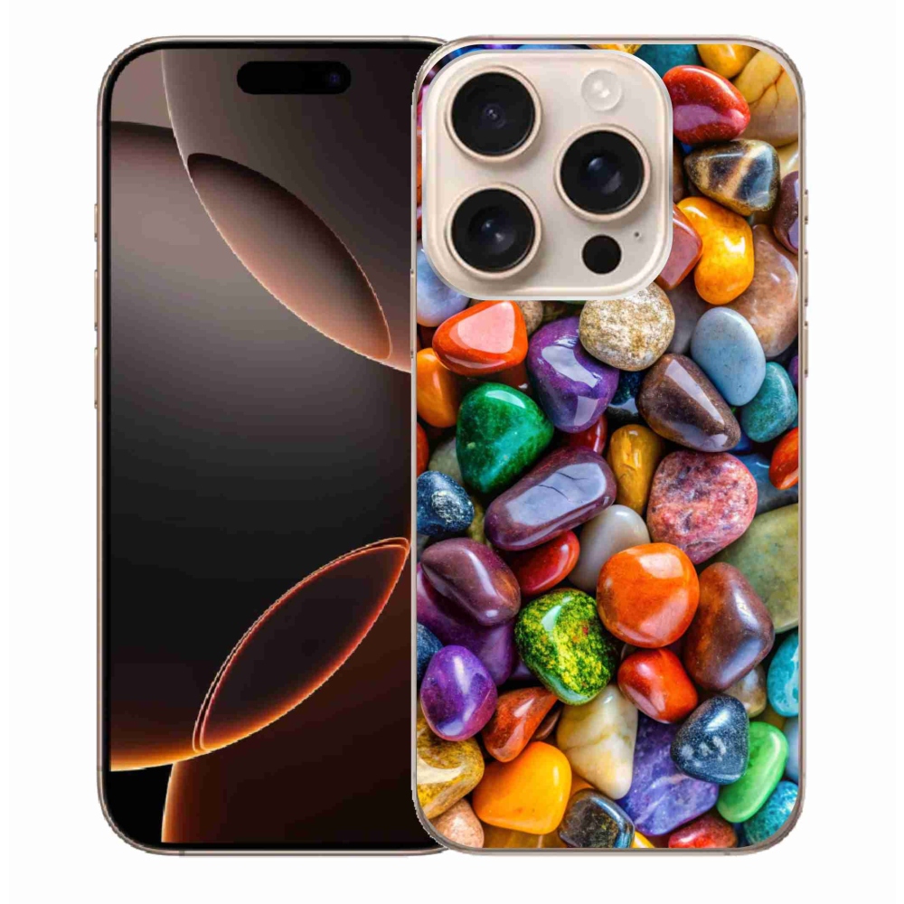 Gelový kryt mmCase na iPhone 16 Pro Max - barevné kamínky