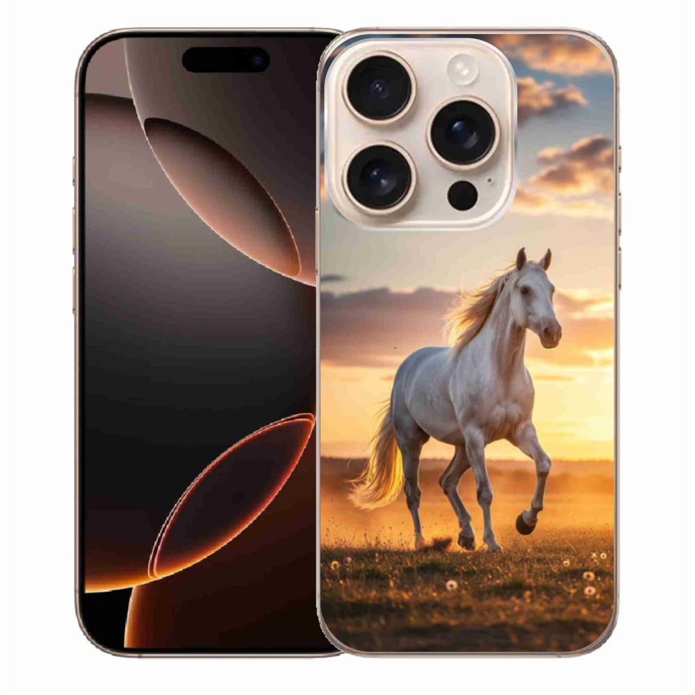 Gelový kryt mmCase na iPhone 16 Pro Max - běžící bílý kůň 2