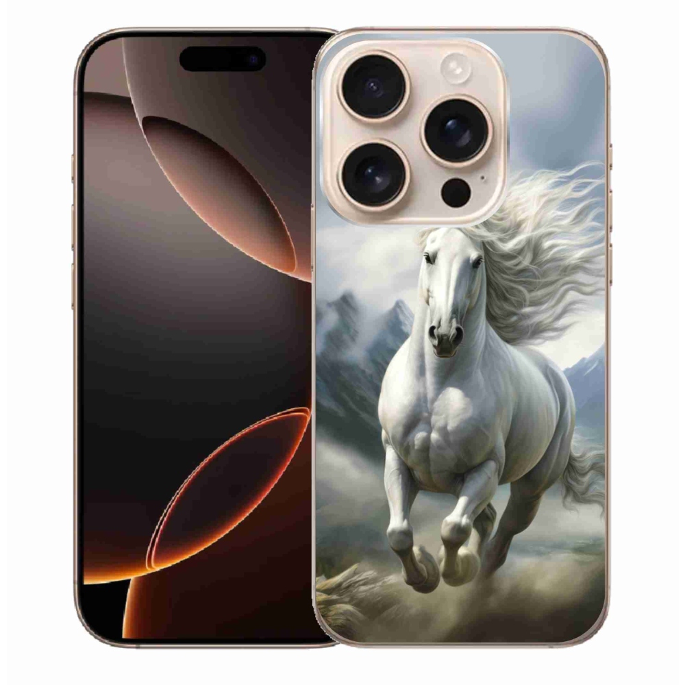 Gelový kryt mmCase na iPhone 16 Pro Max - běžící bílý kůň 3