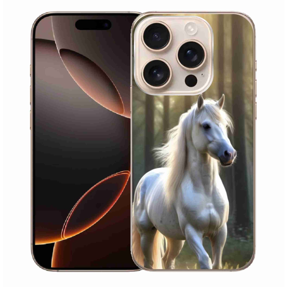 Gelový kryt mmCase na iPhone 16 Pro Max - bílý kůň 3