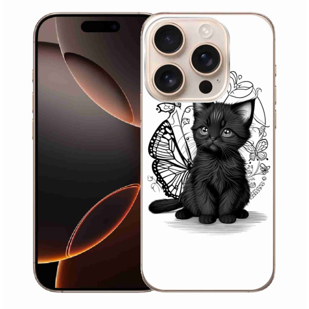 Gelový kryt mmCase na iPhone 16 Pro Max - černé kotě