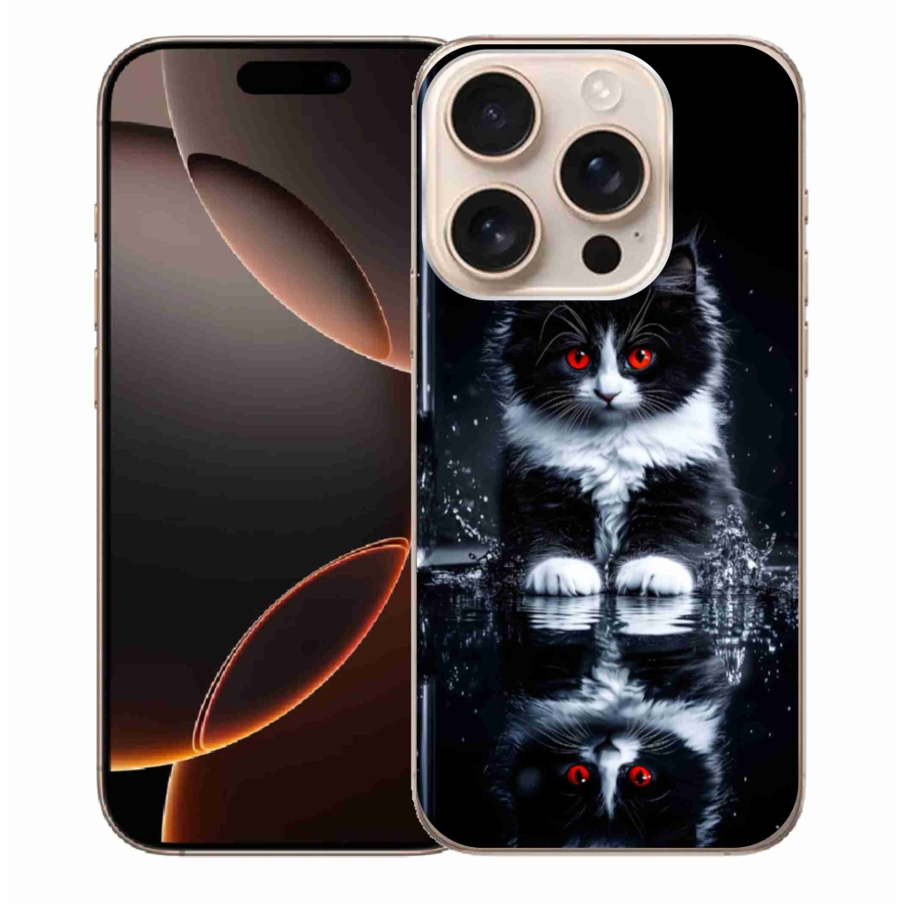 Gelový kryt mmCase na iPhone 16 Pro Max - černobílé kotě