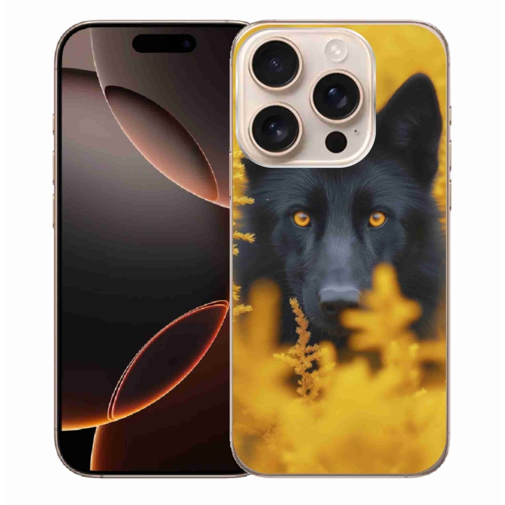 Gelový kryt mmCase na iPhone 16 Pro Max - černý vlk 2