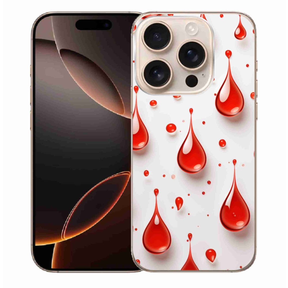 Gelový kryt mmCase na iPhone 16 Pro Max - červené kapky