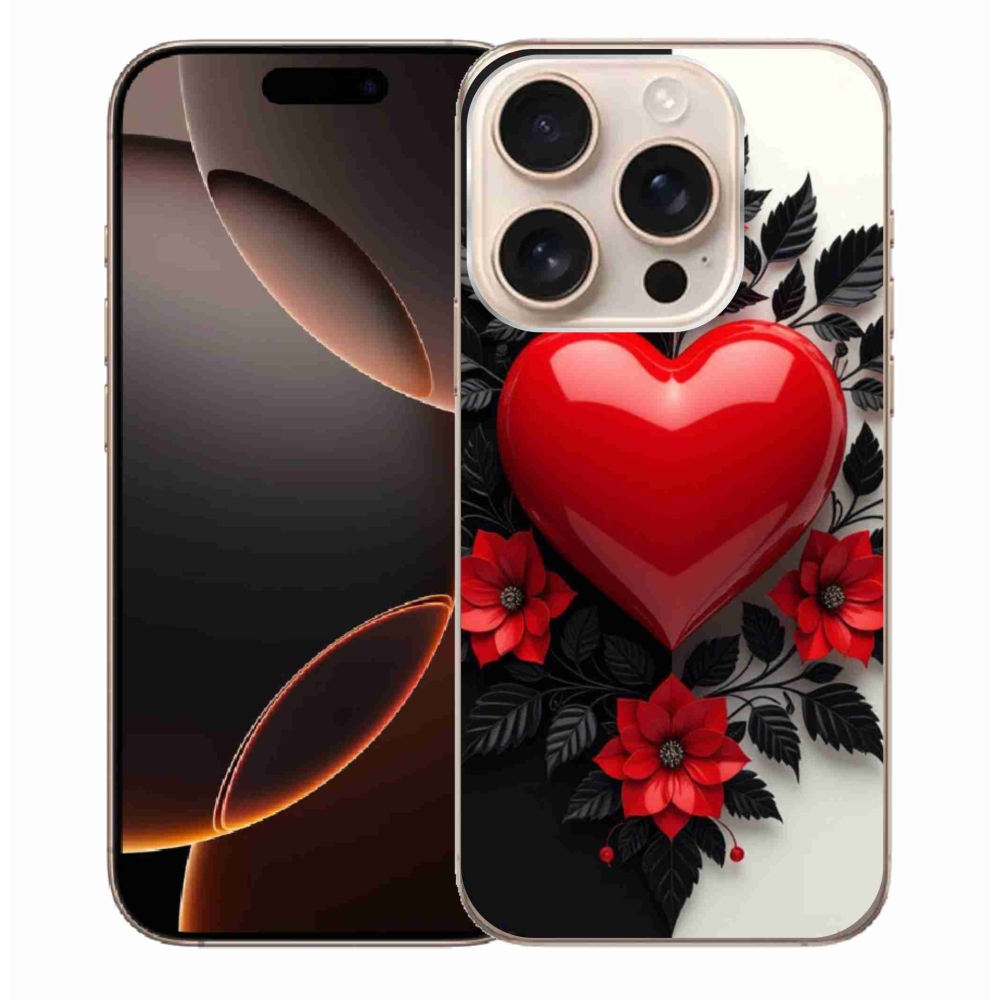 Gelový kryt mmCase na iPhone 16 Pro Max - červené srdce
