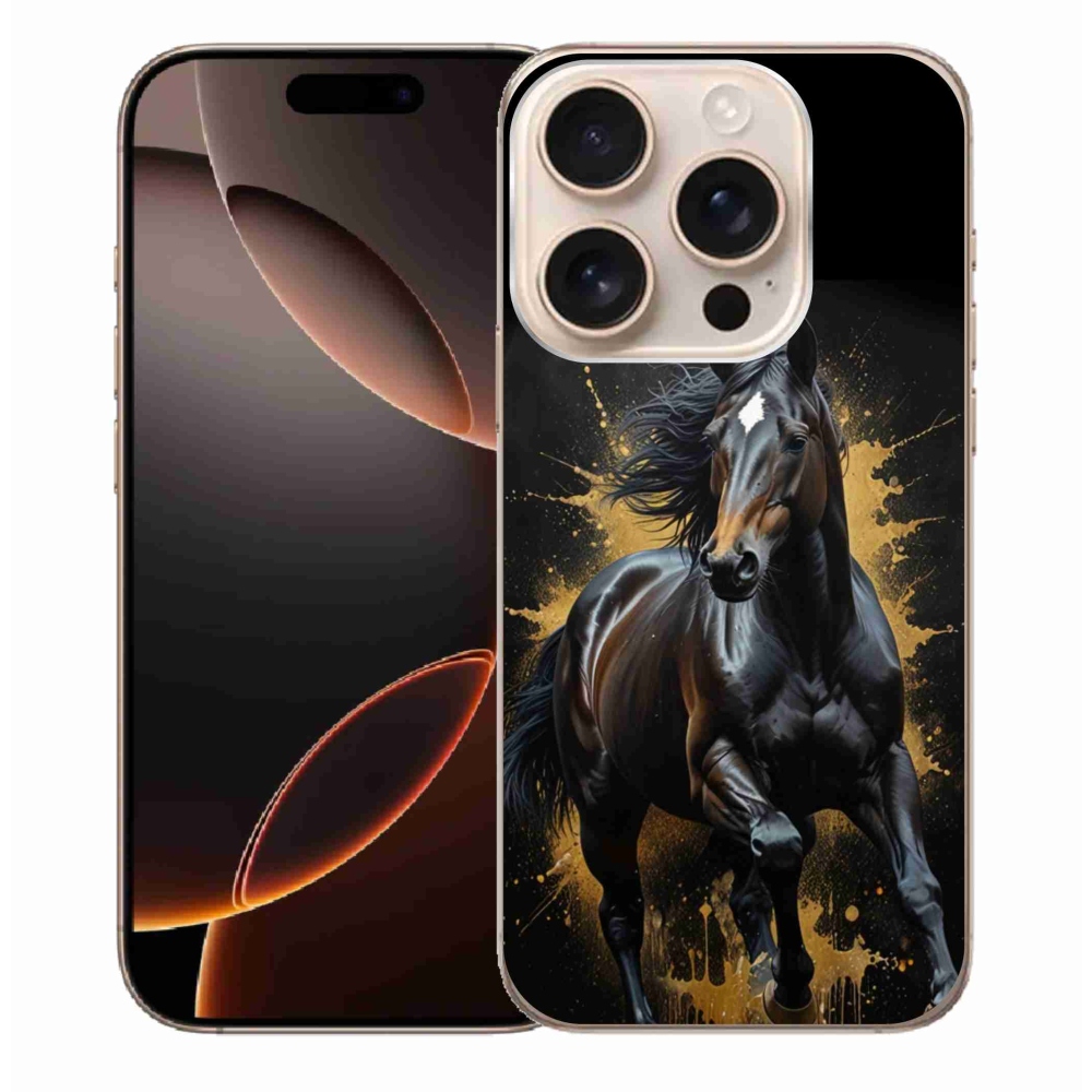 Gelový kryt mmCase na iPhone 16 Pro Max - elegantní černý hřebec