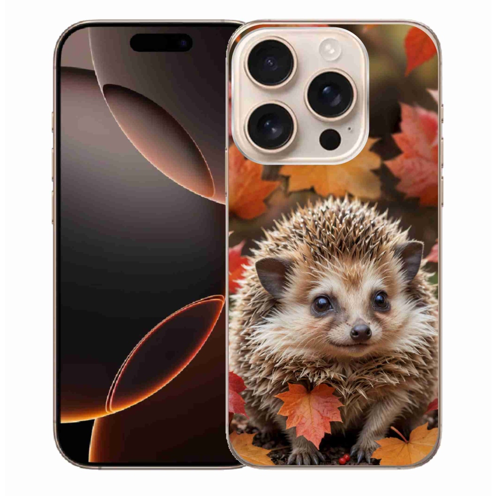 Gelový kryt mmCase na iPhone 16 Pro Max - ježek v listí